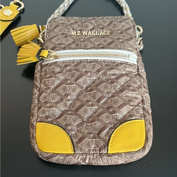 MZ Wallace Quilted Brown and Yellow Crossbody Bag - Picture 11 of 13